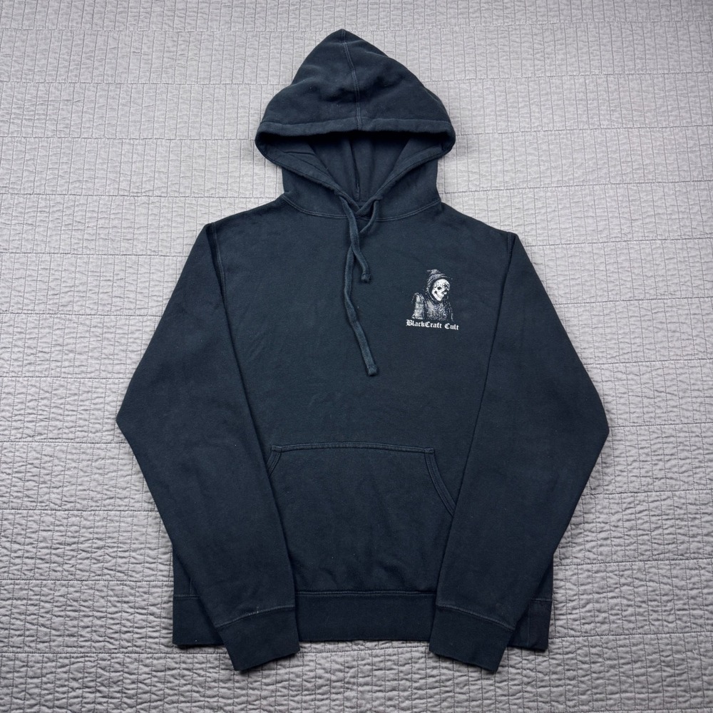 BlackCraft Mens Small Cult Haunting Stories Skeleton Graphic Hoodie Black Grunge - Picture 3 of 13